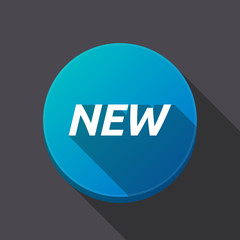 Long shadow round buttonwith    the text NEW