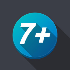 Long shadow round buttonwith    the text 7+