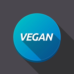 Long shadow round buttonwith    the text VEGAN