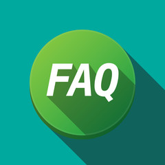 Long shadow round buttonwith    the text FAQ