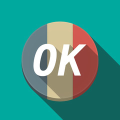 Long shadow  round button with    the text OK