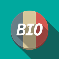 Long shadow  round button with  the text  BIO