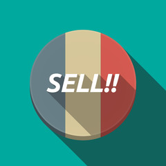 Long shadow  round button with    the text SELL!!