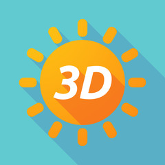 Long shadow Sun with    the text 3D