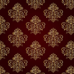 Pattern damask golden over gradient isolated layered