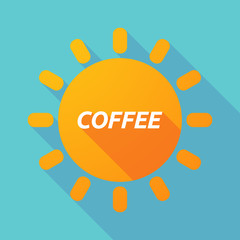 Long shadow Sun with    the text COFFEE