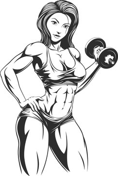 Beautiful girl with dumbbells