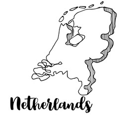 Hand drawn of Netherlands map, vector illustration