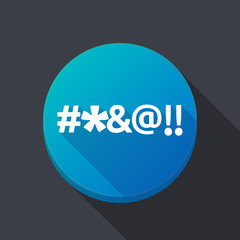 Long shadow button with  a cursing text