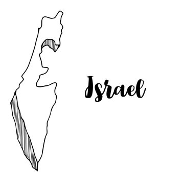 Hand drawn of Israel map, vector illustration