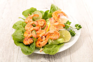 fried shrimp and lettuce