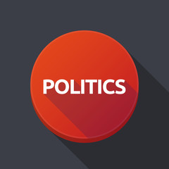 Long shadow button with  the text POLITICS