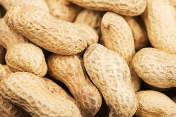 Background of peanuts. Horizontal studio shot.