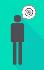 Long shadow male pictogram with  a soccer ball  in a not allowed signal