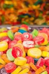 Colorful pile of sugar candies on street market