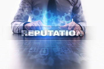 Businessman working with modern tablet pc and selecting reputation.