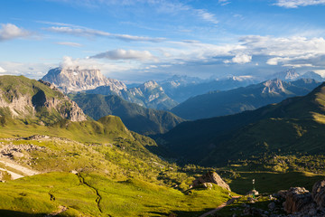 Naklejka premium High mountain ridge at sunset