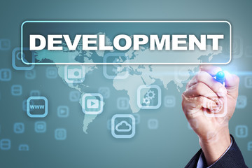 Development concept on virtual screen. Software. Personal.