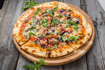 Delicious Italian pizza with vegetables