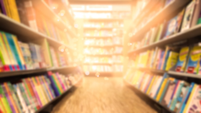 Abstract Blurred Bookstore Background