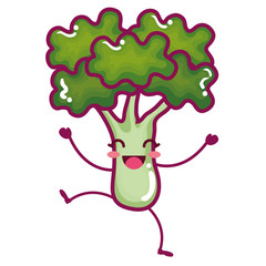 broccoli fresh vegetable kawaii character vector illustration design