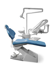 Modern dental chair on white background