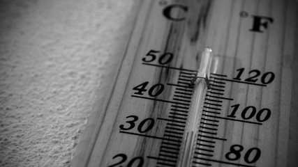 black and white color thermometer closeup