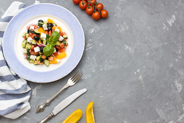 Greek salad frame. Top view