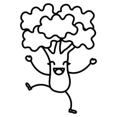 broccoli fresh vegetable kawaii character vector illustration design
