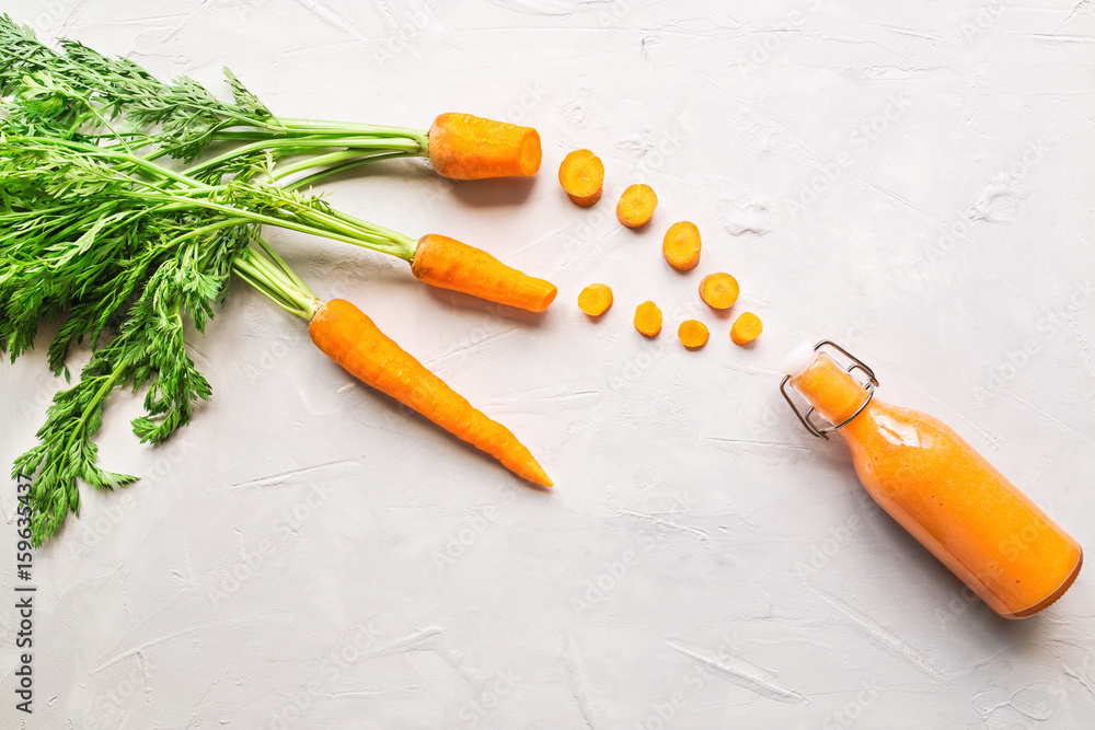 Canvas Prints fresh carrot smoothie in bottle