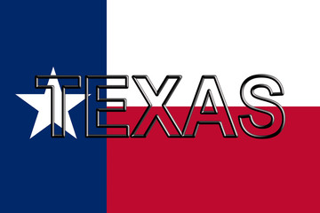 Flag of Texas with the state written on the flag