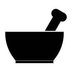 Mortar and pestle the black color icon .