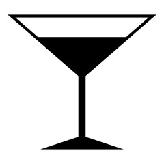 Martini glass the black color icon .