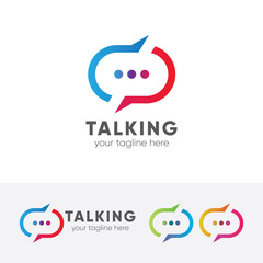 Talking log, chat, messaging, forum, vector logo template.
