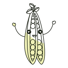 string bean fresh vegetable kawaii character vector illustration design