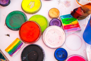 Colored paints for drawing pictures