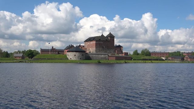 View of the castle of Häme cloud day in June. Hameenlinna, Finland
