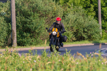 Rider on his street-style motorbike 