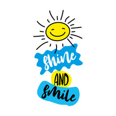 Shine and smile.cute, funny doodle sun