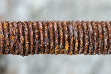 Old bolt covered with rust.