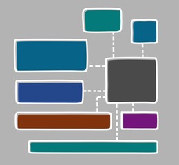 Obraz premium Diagram, chart, colour, frame, text, blank, grey background. A rectangular frame with a thin white outline. The outline is offset to the side. Vector template for information graphics. 