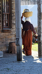Pioneer woman with her washing