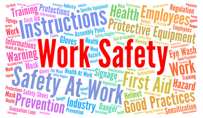 Work safety word cloud concept 