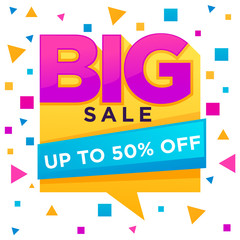 Big Sale, vector flyer, templatr with lrttering composition and bright speech bubble