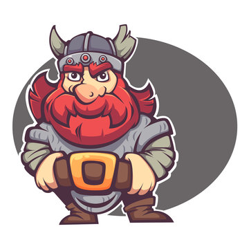 strong hero, vector image of fantasy dwarf or viking for your logo or mascot