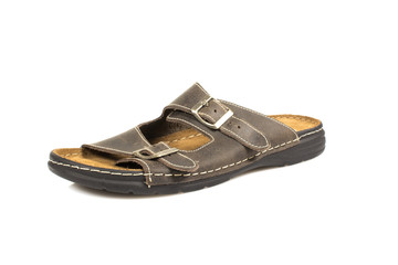 Mens leather Slippers urban style isolated on white background