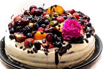 Birthday cake made in the house with organic ingredients