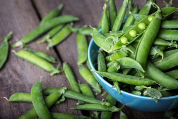 Green peas on a table