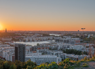 Fototapeta premium Hammarby Sjöstad, Stockholm. In sunset.