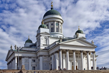 Fototapeta na wymiar Lutheran Cathedral, the Finnish Evangelical Lutheran cathedral, in Senate Square, Helsinki, Finland 